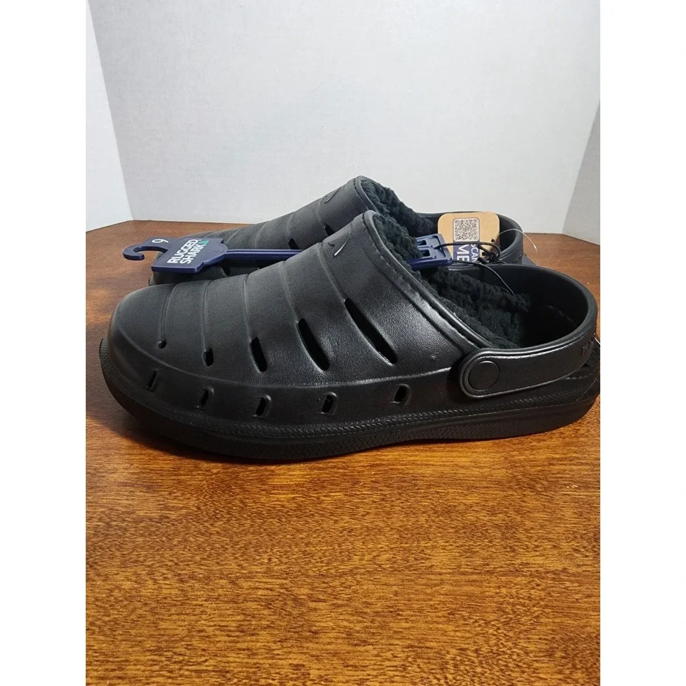 Rugged Shark Men's Slip-on Fabric Lined EVA‎ Clog Slippers Size 9 Black
